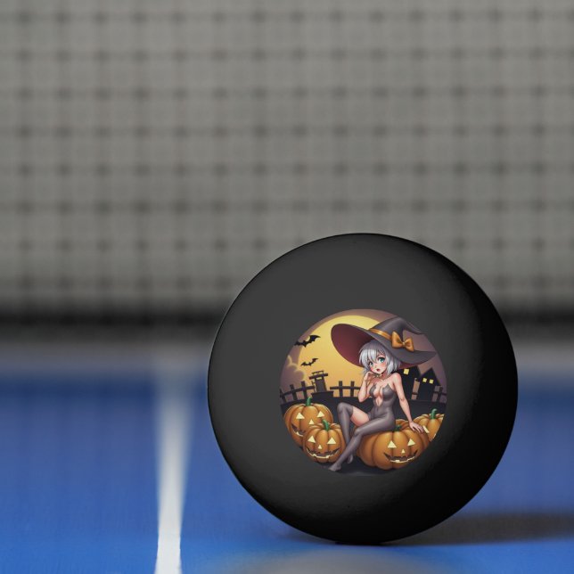 Grönt Öga Halloween Witch på Jack-O-Lantern Pingisboll (Netto)