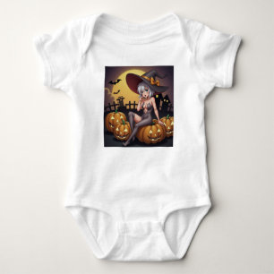 Grönt Öga Halloween Witch på Jack-O-Lantern T Shirt