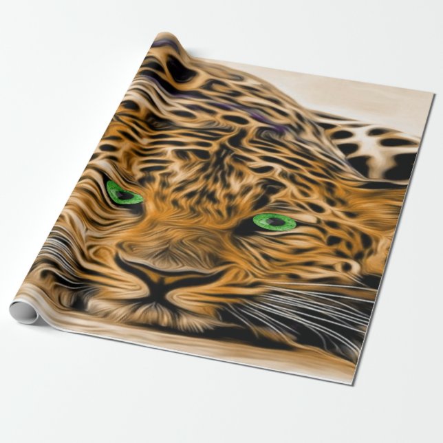 Grönt Öga Leopard namn Fred Presentpapper (Utrullad)