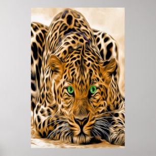 Grönt Öga Leopard Poster