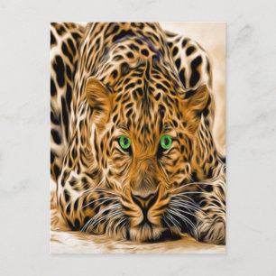 Grönt Öga Leopard Vykort