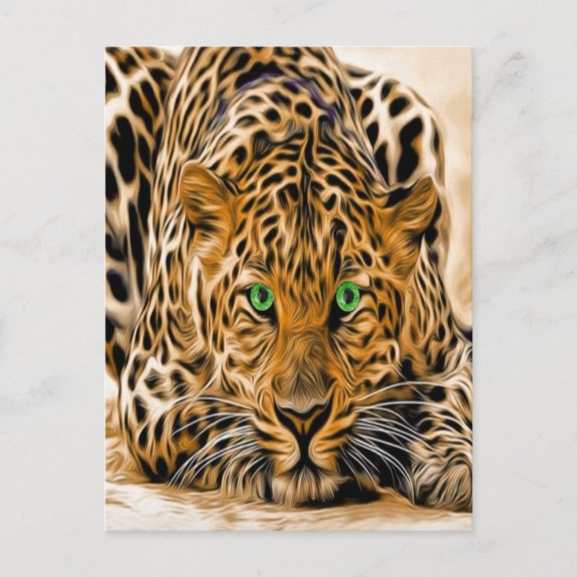 Grönt Öga Leopard Vykort (Framsida)
