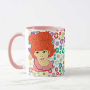 Grönt Öga Red Curly Hair Little Girl Mugg