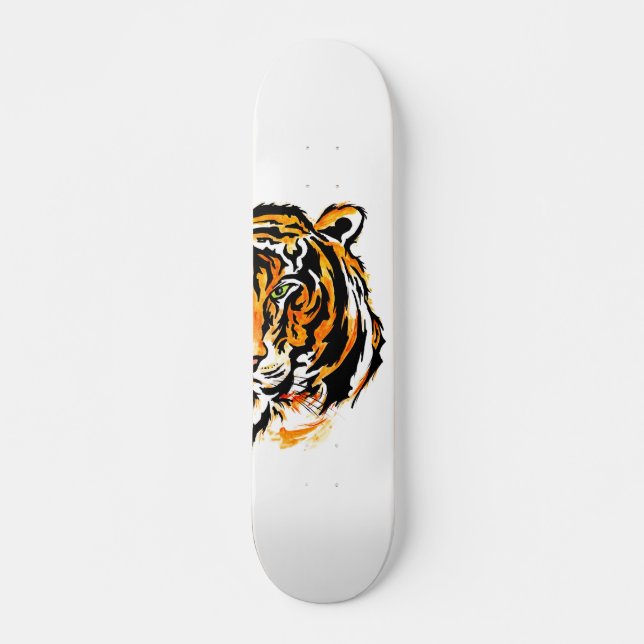 Grönt Öga Tiger Head Mini Skateboard Bräda 18,5 Cm (Framsida)