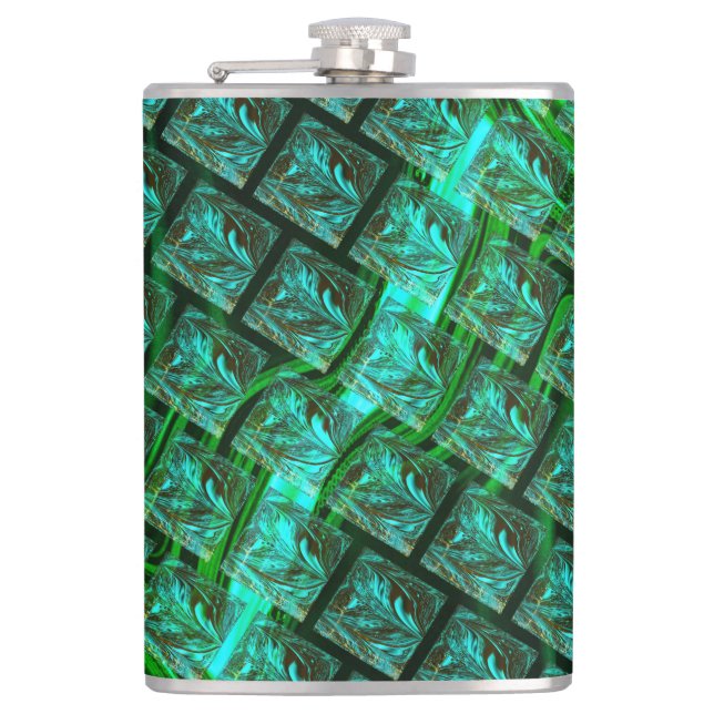 "Grönt ögon i rutnät", skrapad och suddig Fickplunta (Framsidan)