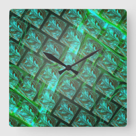 "Grönt ögon i rutnät", skrapad och suddig Fyrkantig Klocka