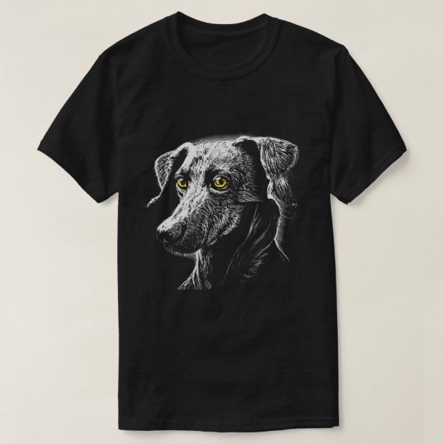 Grönt Ögon Scratchboard Mutt T-Shirt (Design framsida)