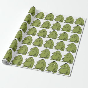 Grönt Ogre Troll Funny Tecknad Presentpapper