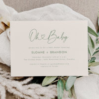 Grönt Oh Baby Heart Calligraphy Simple Baby Shower