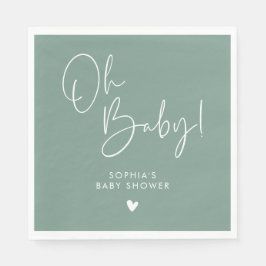 Grönt Oh Baby Modern Boho Baby Shower Pappersservett