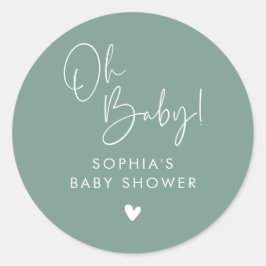 Grönt Oh Baby Modern Boho Baby Shower Runt Klistermärke