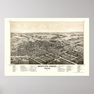 Grönt, OH Panoramic Karta - 1888 Poster