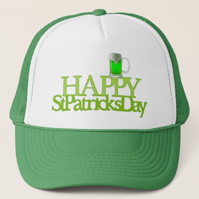 Grönt öl Glad St.Patricks dag Truckerkeps (Framsida)