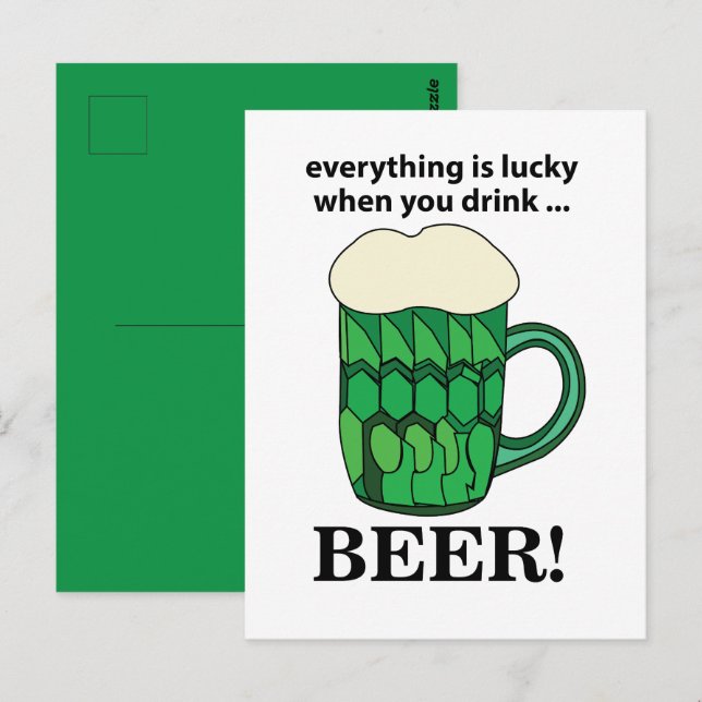 Grönt Öl Lucky St Patricks Day Grönt Öl Vykort (Fram/baksida)