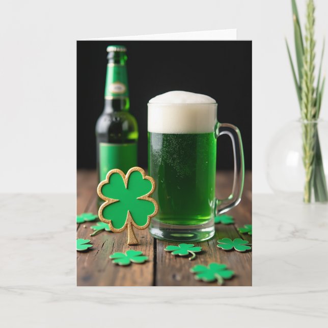 Grönt öl St Patricks Day-kort Kort (Framsida)