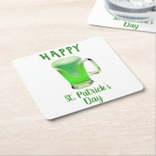 Grönt ölbärglas Glad St. Patrick`s dag Underlägg Papper Kvadrat