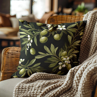 Grönt Olife Lövs Black Elegant Botaniskt Kudde