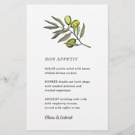 Grönt Olive. Den moderna menyn bröllop i snyggt i