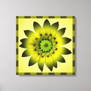 Grönt Olive Flower-grafik - arbetsyta med omslagna Canvastryck
