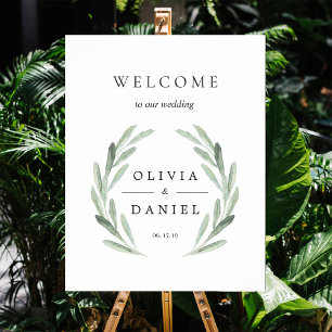 Grönt Olive Gren WAN Välkommen Bröllop-skylt Poster