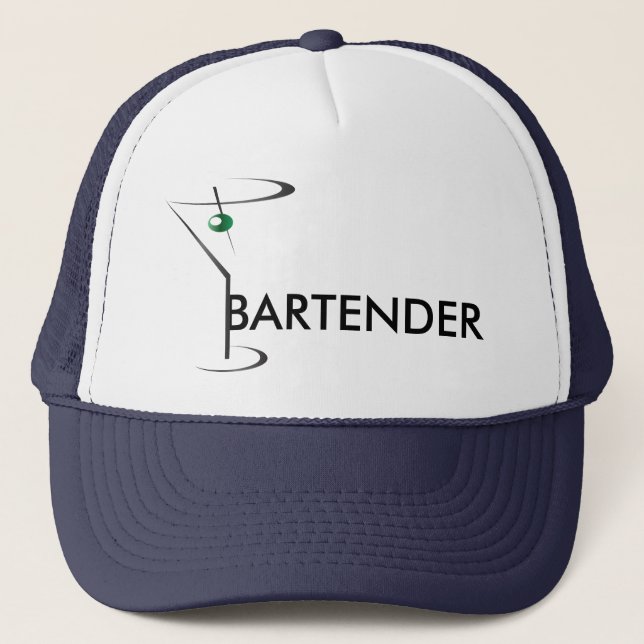 Grönt Olive Martini Glass Bartender Keps (Framsida)