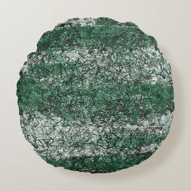 Grönt olja struktur på stift och lint rund kudde (Framsidan)