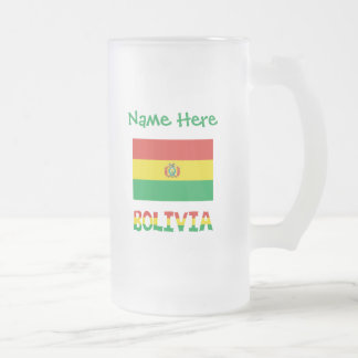 Grönt om Bolivias Flagga Personlig Frostat Ölglas
