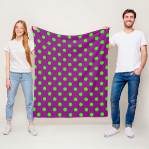 Grönt om Lila Polka dots Mönster Design Fleecefilt