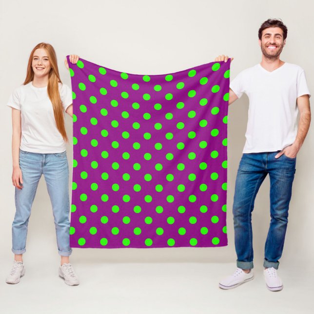 Grönt om Lila Polka dots Mönster Design Fleecefilt (Skapare uppladdad)