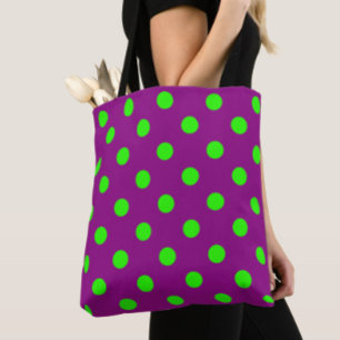 Grönt om Lila Polka dots Mönster Design Tygkasse