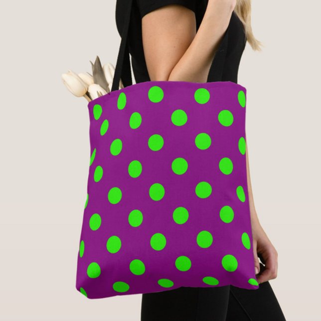 Grönt om Lila Polka dots Mönster Design Tygkasse (Skapare uppladdad)