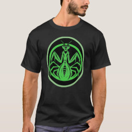 Grönt om muterad Mantis-dobl-cirkel på svart T Shirt