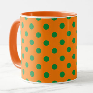 Grönt om Orange Mönster Polka dots Design Mugg