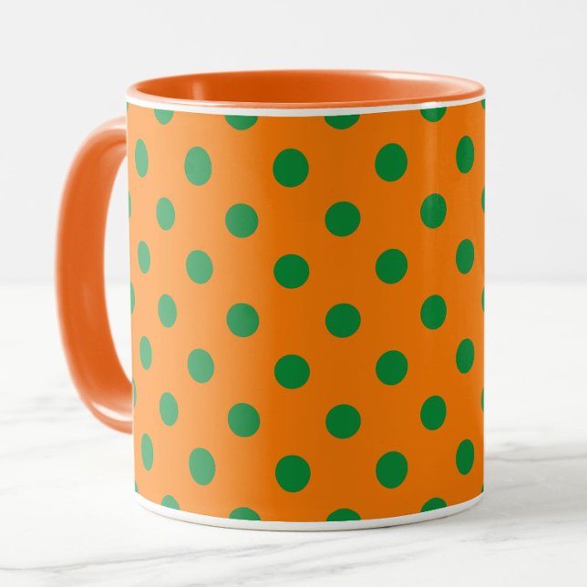 Grönt om Orange Mönster Polka dots Design Mugg (Skapare uppladdad)