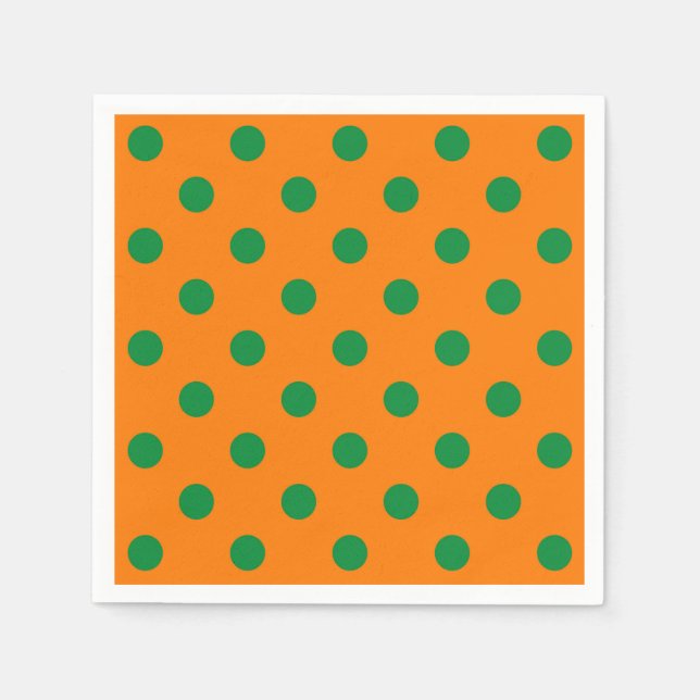 Grönt om Orange Mönster Polka dots Design Pappersservett (Framsidan)