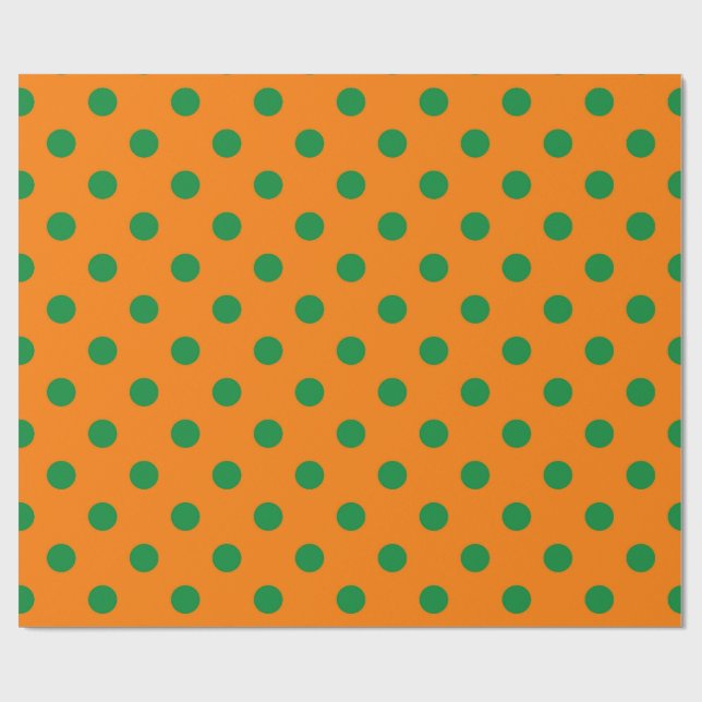 Grönt om Orange Mönster Polka dots Design Presentpapper (Platt)