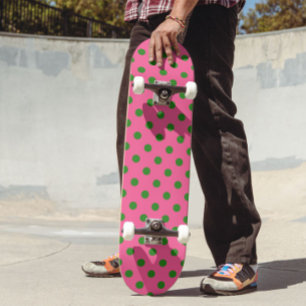 Grönt om Rosa Polka dots Mönster Design Mini Skateboard Bräda 18,5 Cm