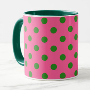 Grönt om Rosa Polka dots Mönster Design Mugg