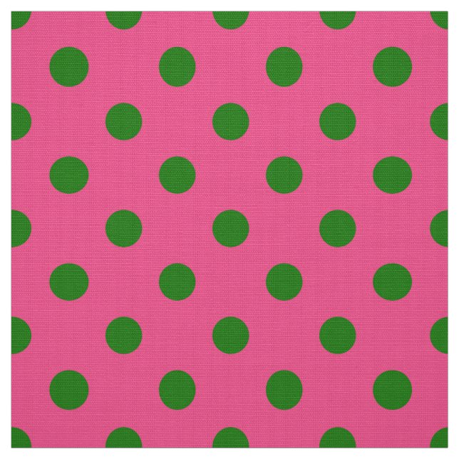 Grönt om Rosa Polka dots Mönster Design Tyg (Provkarta)