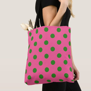 Grönt om Rosa Polka dots Mönster Design Tygkasse