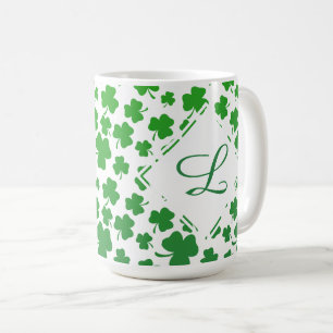 Grönt Ombre 3-Löv Klöver Shamrock Mönster Kaffemugg