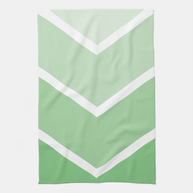 Grönt Ombré Chevron Rand Kökshandduk (Vertikal)