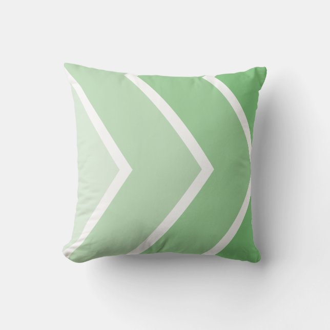 Grönt Ombré Chevron Rand Mönster Kudde (Framsida)