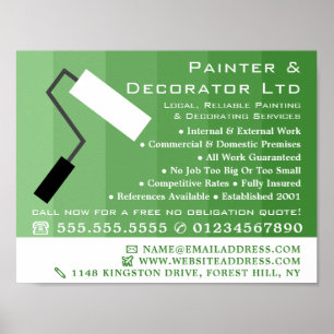 Grönt Ombre & Paint Roller, Painter & Decorator Poster