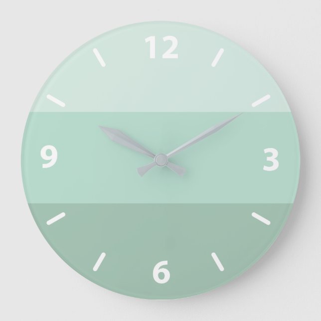 Grönt Ombre Stripe Large Clock Stor Klocka (Framsida)