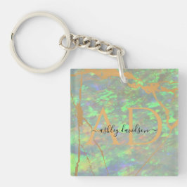 Grönt Opal Modern Glam Business Keychain