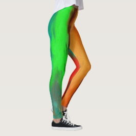 Grönt Orange Abstrakt Leggings