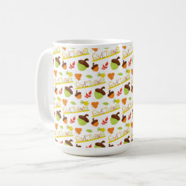 GRÖNT & ORANGE ACORNS & LÖV KAFFEMUGG