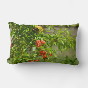 Grönt Orange Blommigt Design Tropiskt granatäpple Lumbarkudde