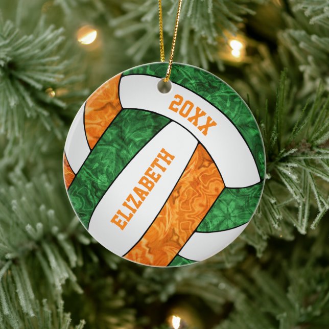 grönt orange Flickor volleyball Team färg Julgransprydnad Keramik (Träd)